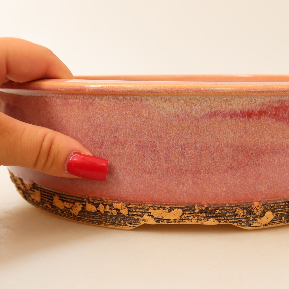 Vaso da bonsai in ceramica 27,5 x 27,5 x 7,5 cm, colore rosa