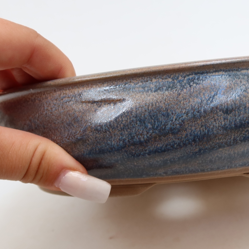 Vaso da bonsai in ceramica 22,5 x 22,5 x 5 cm, colore blu
