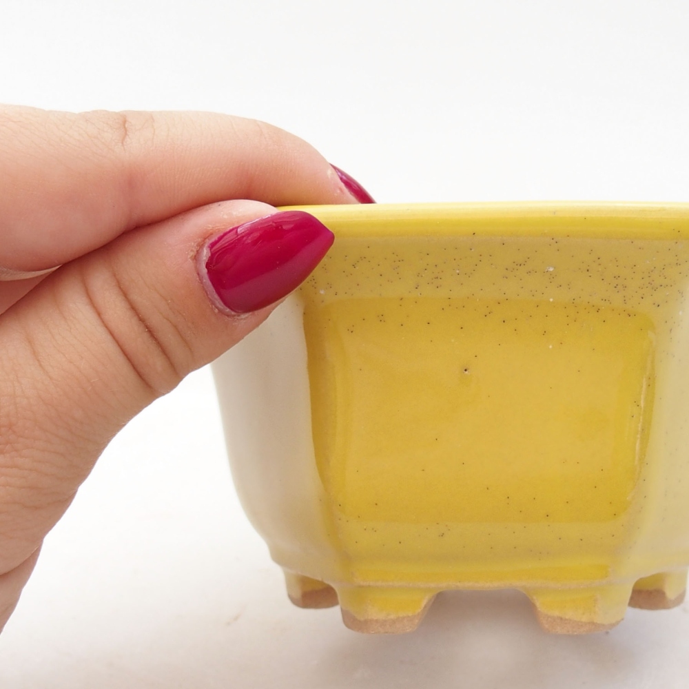 Ciotola bonsai in ceramica 10,5 x 9,5 x 5,5 cm, giallo