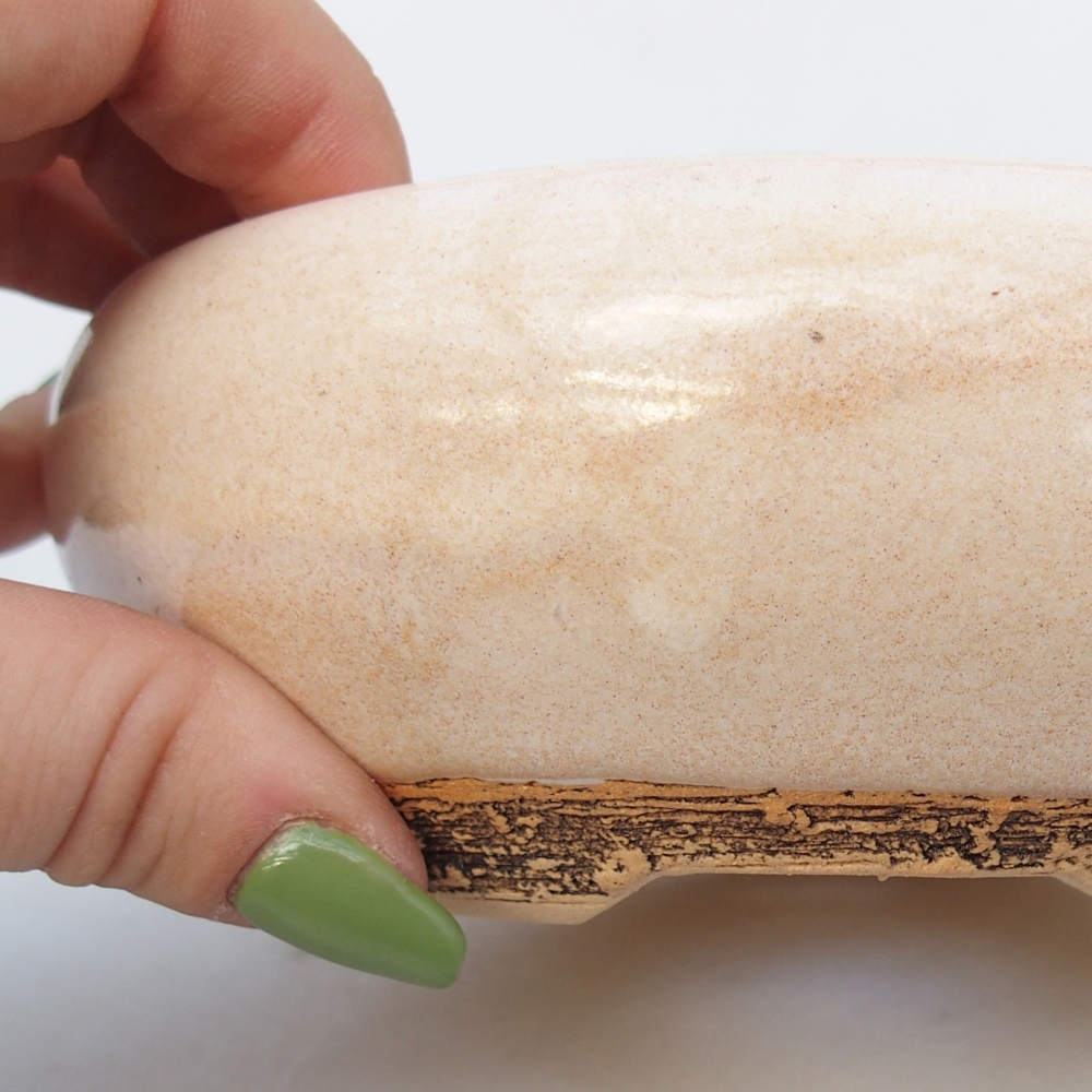 Ciotola bonsai in ceramica 14,5 x 14,5 x 5,5 cm, colore beige