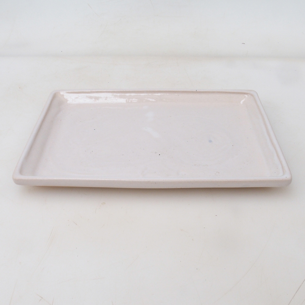 Piattino bonsai rettangolo 19,5 x 14 x 1,5 cm - bianco