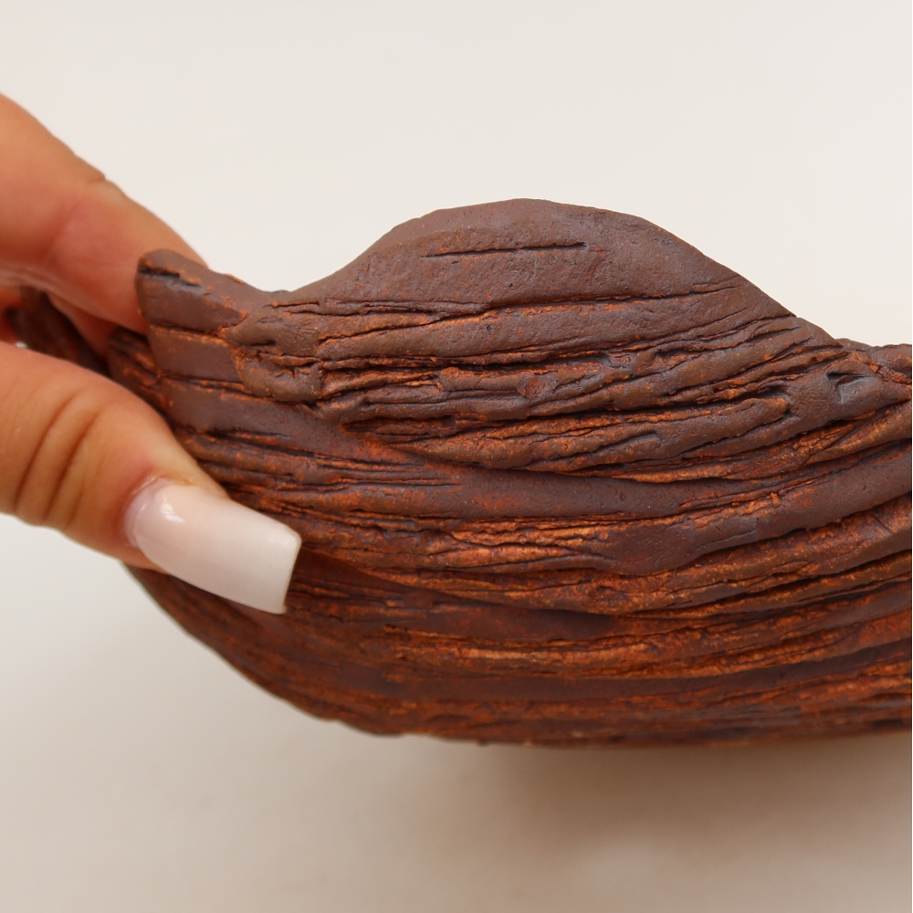 Guscio in ceramica  21,5 x 16,5 x 8 cm, colore marrone