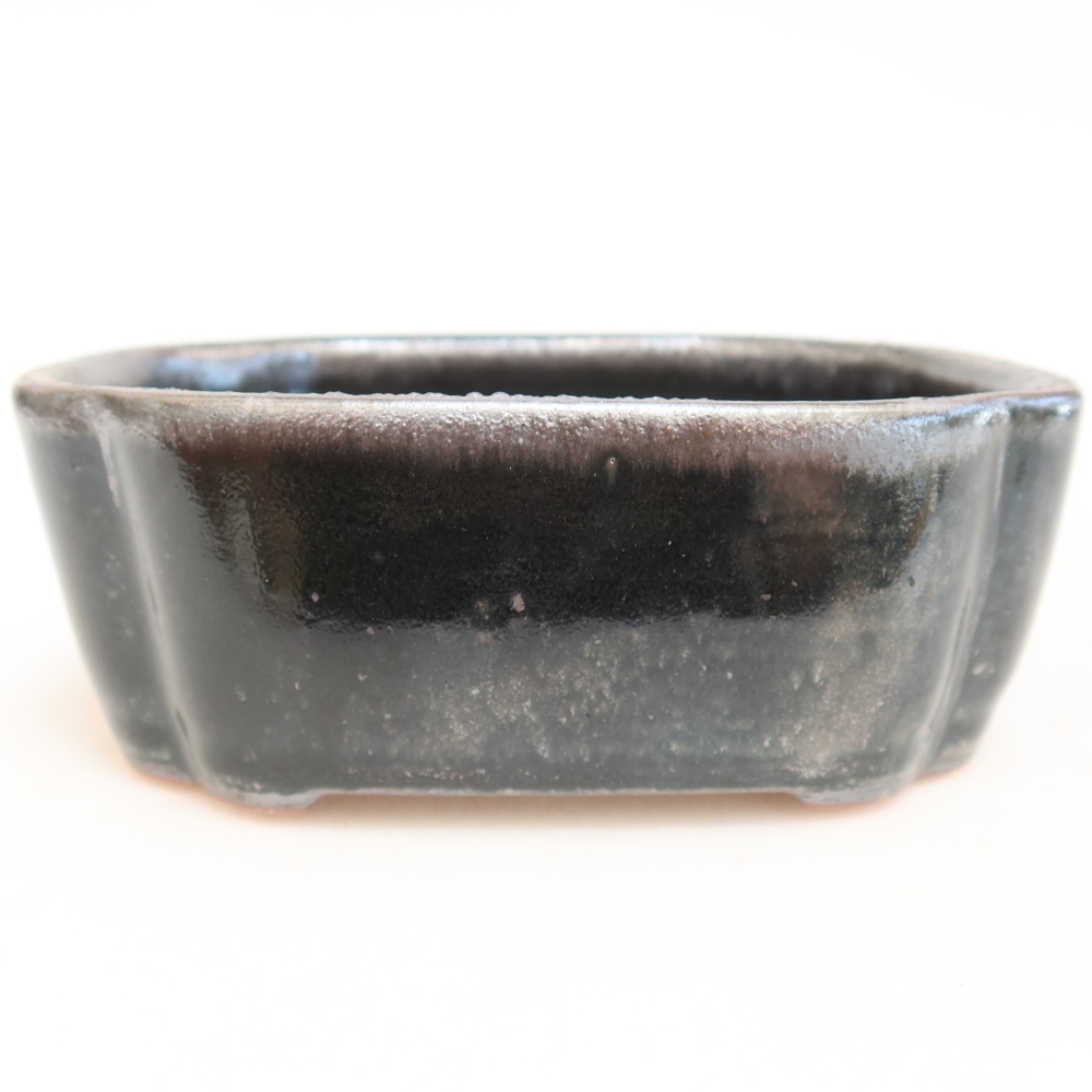 Vaso da bonsai in ceramica 12,5 x 10 x 4,5 cm, colore metallizzato