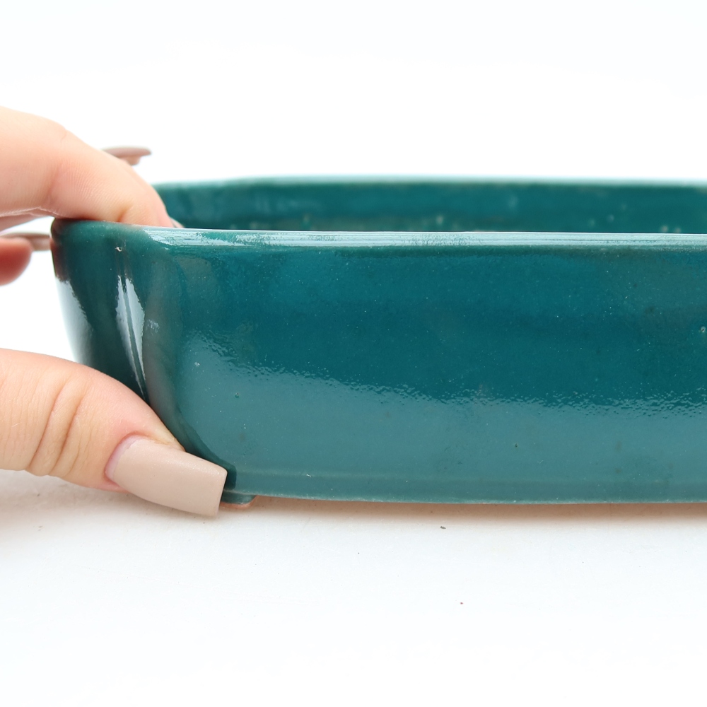 Vaso da bonsai in ceramica 18,5 x 13 x 5 cm, colore verde