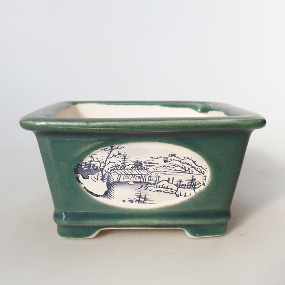 Ciotola bonsai in ceramica 13 x 13 x 7 cm, verde