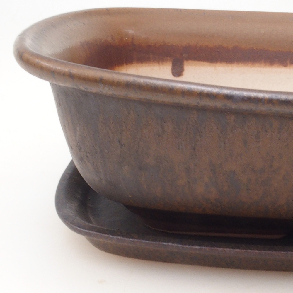 Ciotola bonsai + piattino H08 - 25 x 19,5 x 6 cm - marrone