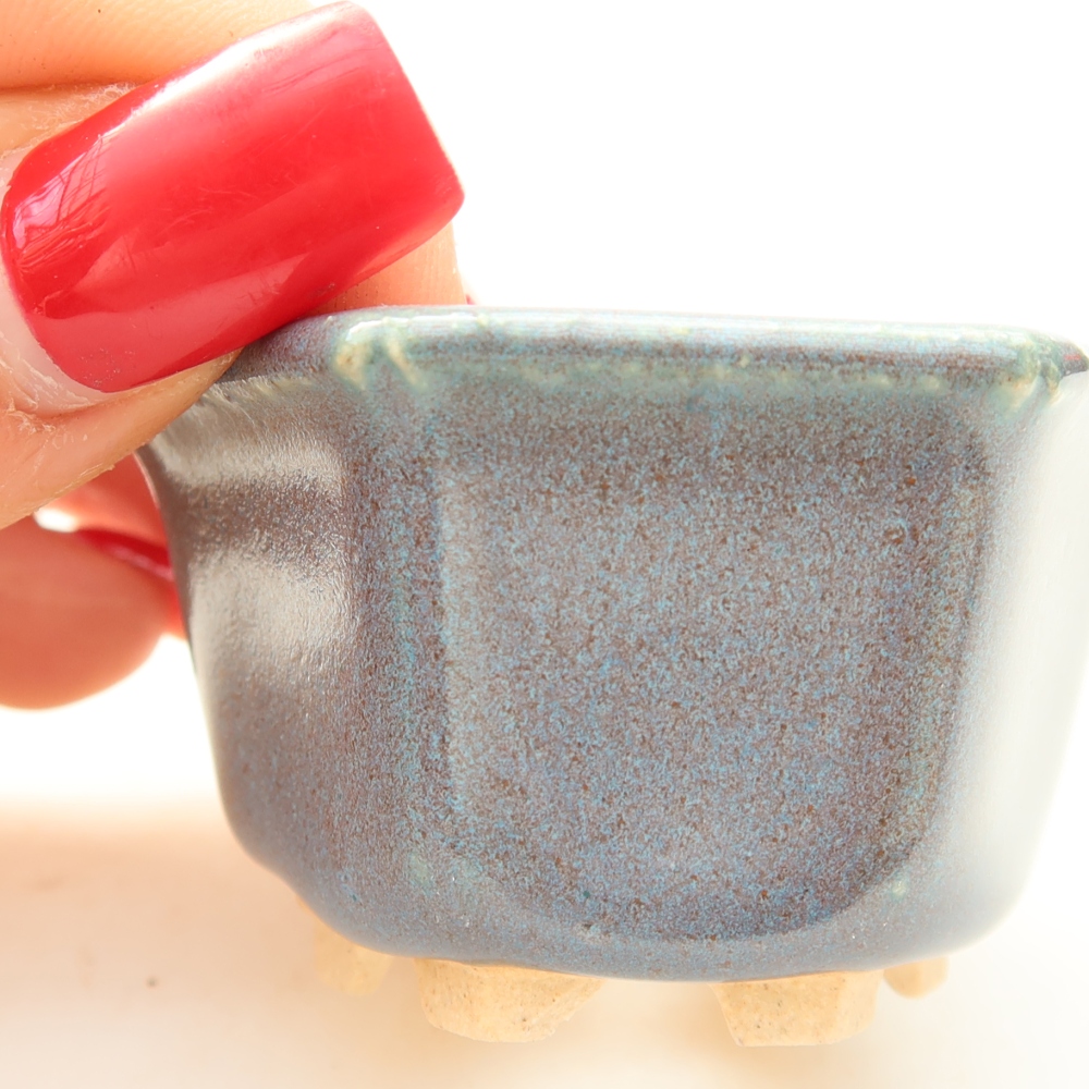 Vaso in ceramica per bonsai 5,5 x 5 x 3 cm, colore grigio