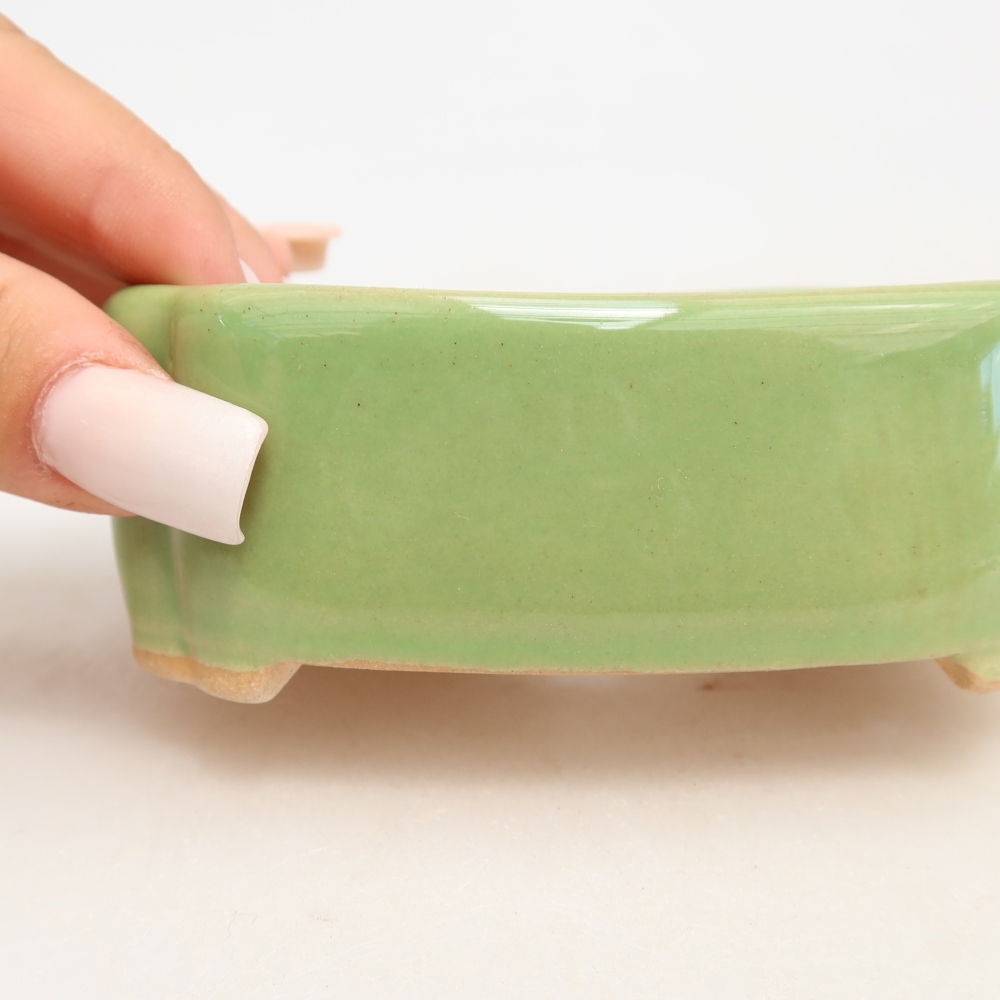 Vaso in ceramica per bonsai 10,5 x 8 x 4 cm, colore verde