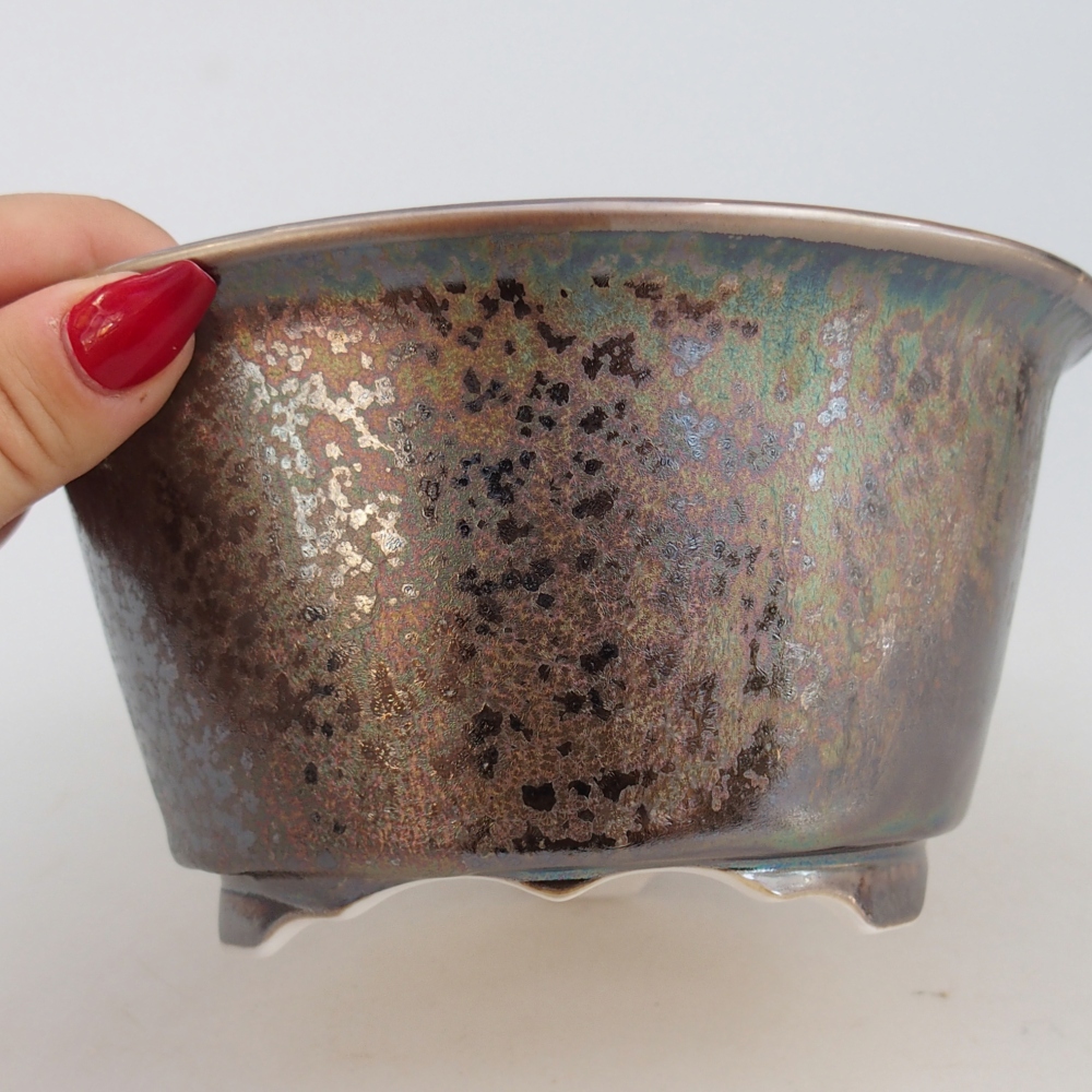 Ciotola bonsai in ceramica 16 x 16 x 8,5 cm, colore oro