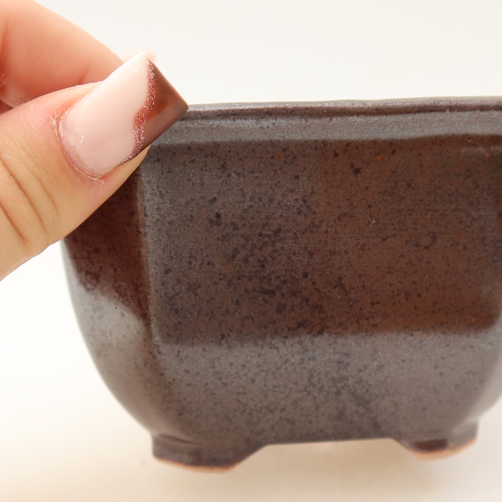 Vaso da bonsai in ceramica 10 x 10 x 6,5 cm, colore marrone