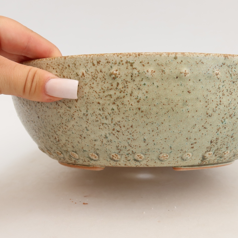 Vaso da bonsai in ceramica 24,5 x 24,5 x 7,5 cm, colore verde