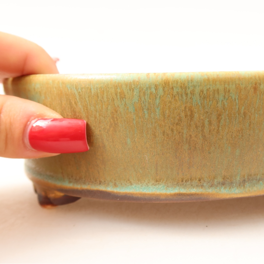 Ciotola per bonsai in ceramica 15,5 x 15,5 x 5 cm, verde