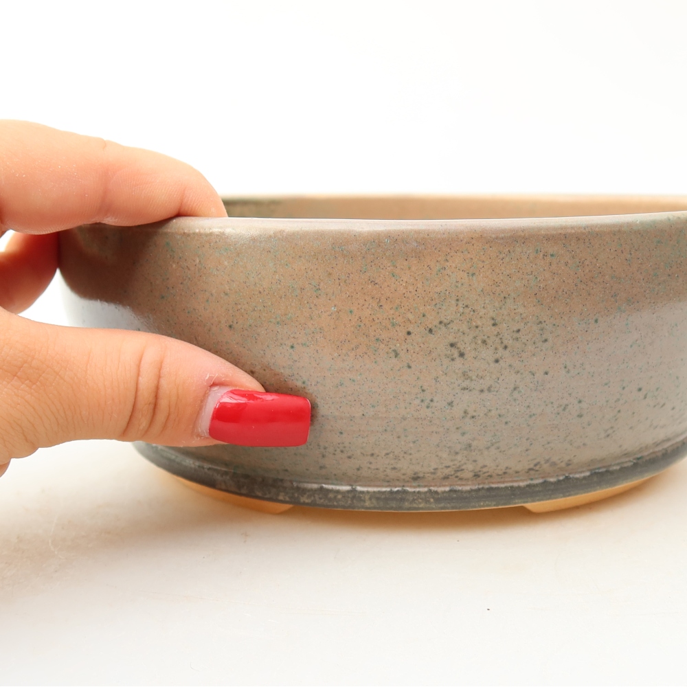 Vaso da bonsai in ceramica 18 x 18 x 6,5 cm, colore beige