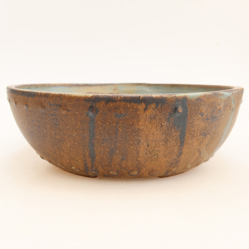 Vaso da bonsai in ceramica 24,5 x 24,5 x 7,5 cm, colore verde-marrone