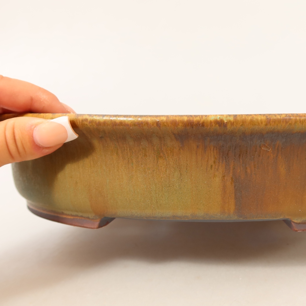 Ciotola per bonsai in ceramica 26,5 x 23,5 x 5,5 cm, verde