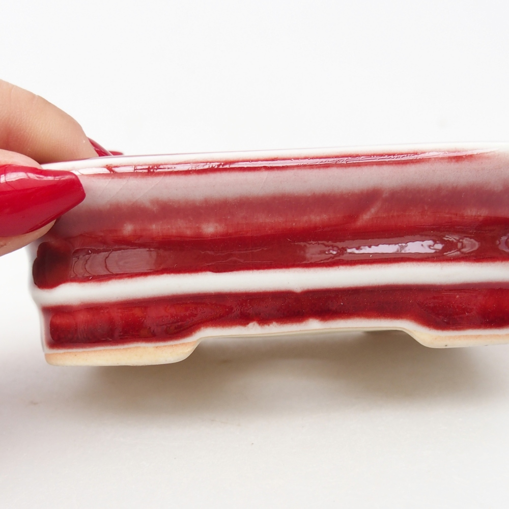 Ciotola per bonsai in ceramica 11 x 8,5 x 3,5 cm, colore rosso