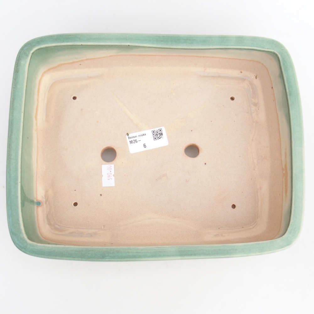 Ciotola per bonsai in ceramica 26,5 x 20,5 x 7 cm, verde