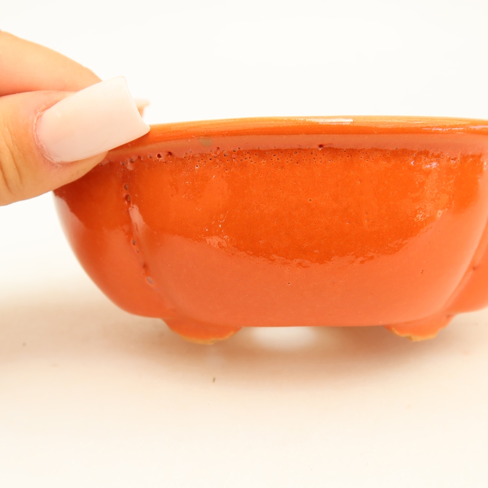 Vaso da bonsai in ceramica 12,5 x 10,5 x 4,5 cm, colore arancione