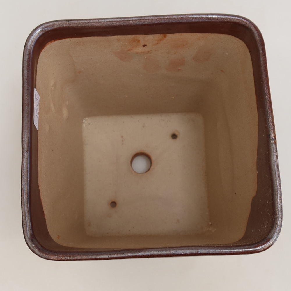 Ciotola bonsai in ceramica 13,5 x 13,5 x 15 cm, colore metallo