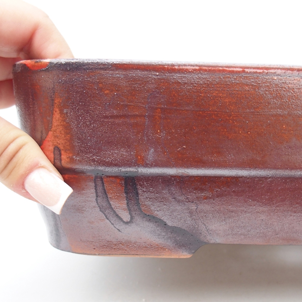 Ciotola per bonsai in ceramica 27,5 x 20,5 x 7,5 cm, colore rosso