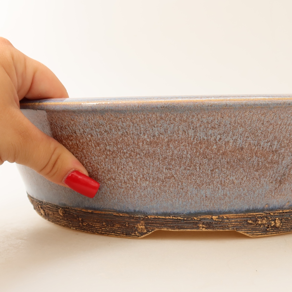 Vaso da bonsai in ceramica 31 x 31 x 8 cm, colore blu