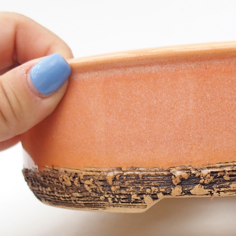 Ciotola per bonsai in ceramica 17,5 x 17,5 x 5 cm, arancione
