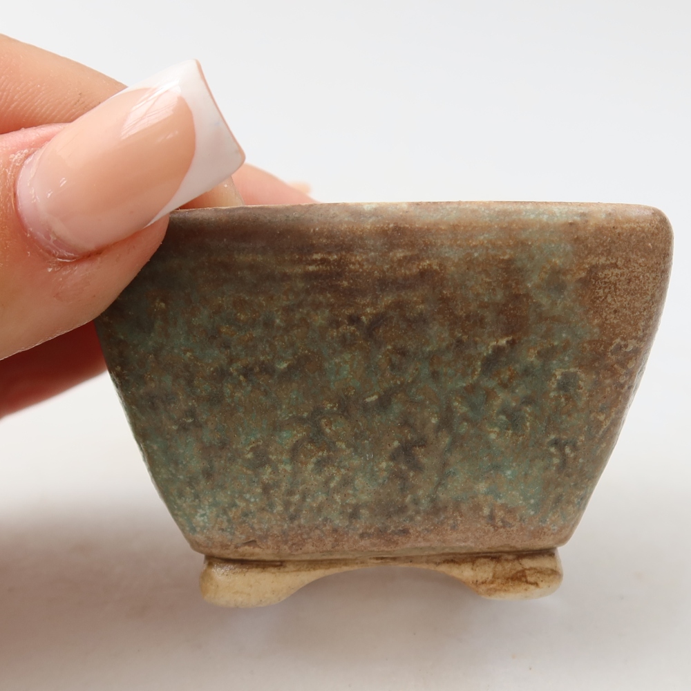 Ciotola per bonsai in ceramica 6 x 6 x 4 cm, verde