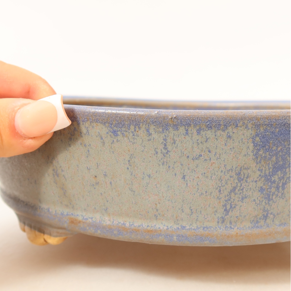 Vaso da bonsai in ceramica 21,5 x 21,5 x 6 cm, colore blu