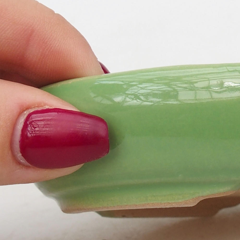 Ciotola per bonsai in ceramica 13,5 x 10 x 3 cm, verde