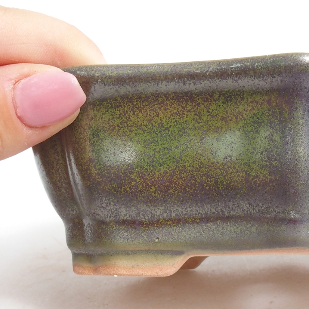 Ciotola per bonsai in ceramica 15,5 x 11,5 x 4,5 cm, verde