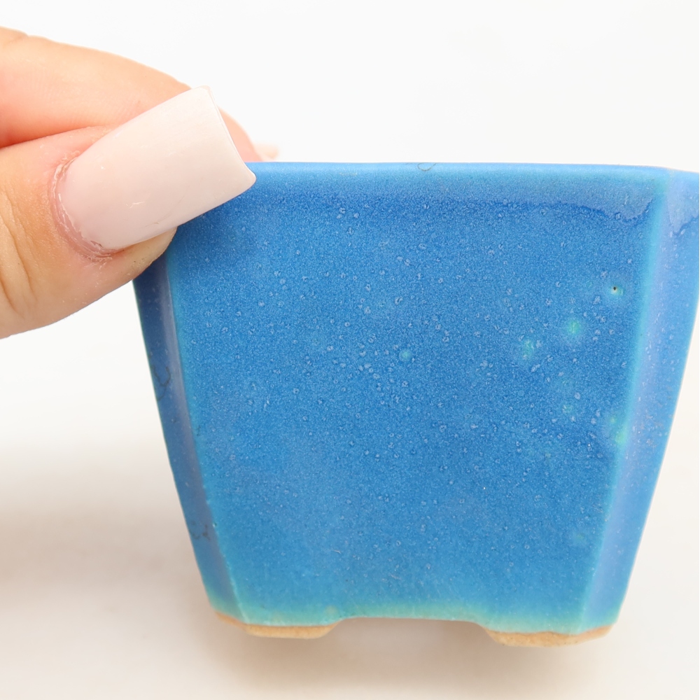 Vaso da bonsai in ceramica 7 x 7 x 5,5 cm, colore blu