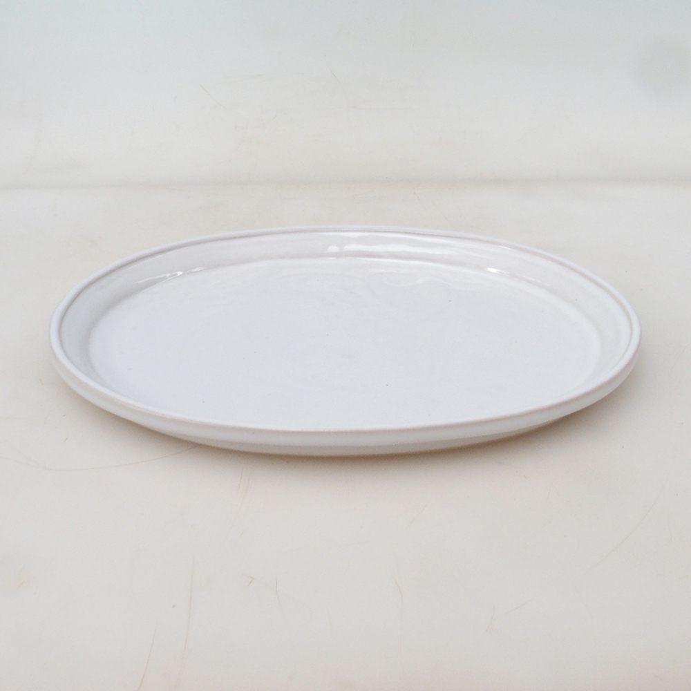 Sottovaso ovale per bonsai M - 22,5 x 18 x 1,5 cm - bianco