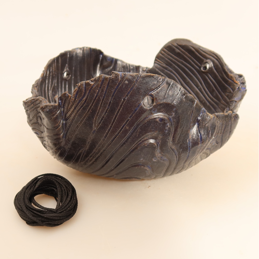 Contenitore in ceramica per Kokedama 14 x 12 x 8,5 cm, colore blu