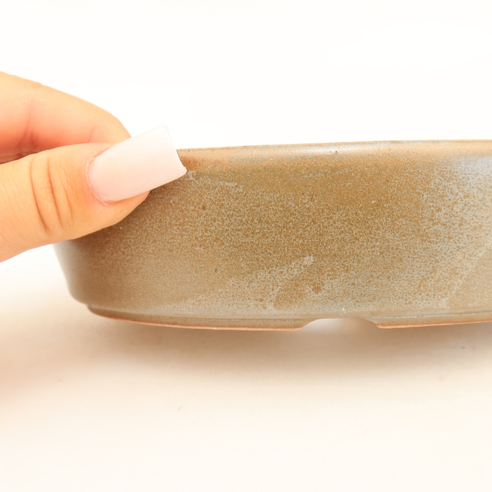 Ciotola per bonsai in ceramica 16,5 x 11,5 x 4,5 cm, marrone