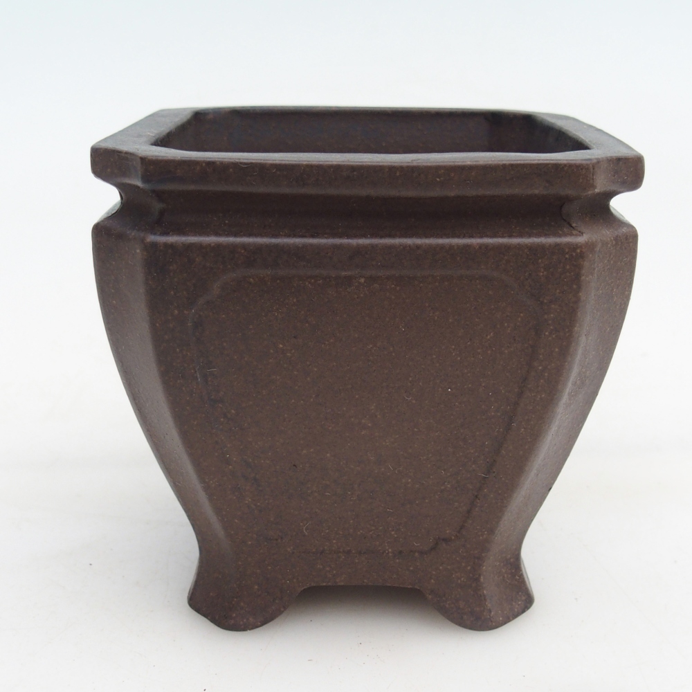 Ciotola per bonsai in ceramica 10 x 10 x 9,5 cm, colore marrone ocra