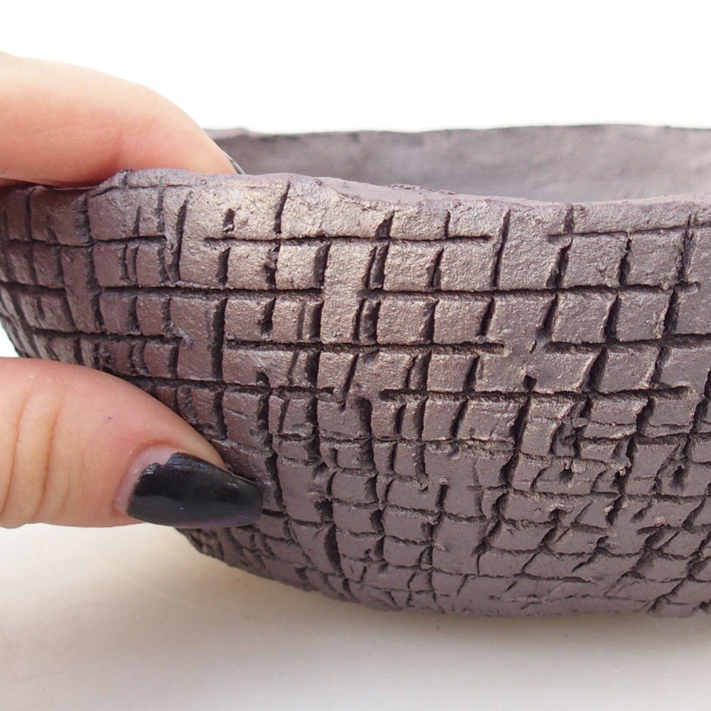 Ciotola bonsai in ceramica 18 x 18 x 6 cm, colore metallo