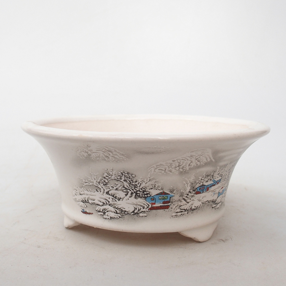 Ciotola bonsai in ceramica 13 x 13 x 6 cm, colore bianco