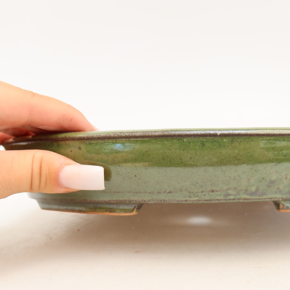 Ciotola per bonsai in ceramica 24,5 x 20 x 4 cm, verde