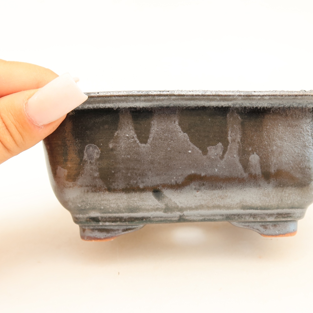 Ciotola bonsai in ceramica 13,5 x 10,5 x 6 cm, colore metallo