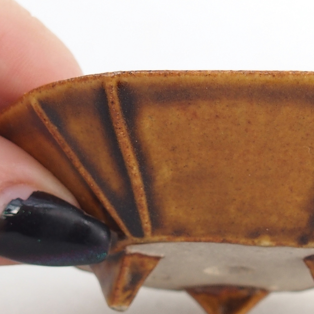 Ciotola per bonsai in ceramica 8,5 x 8 x 2,5 cm, marrone