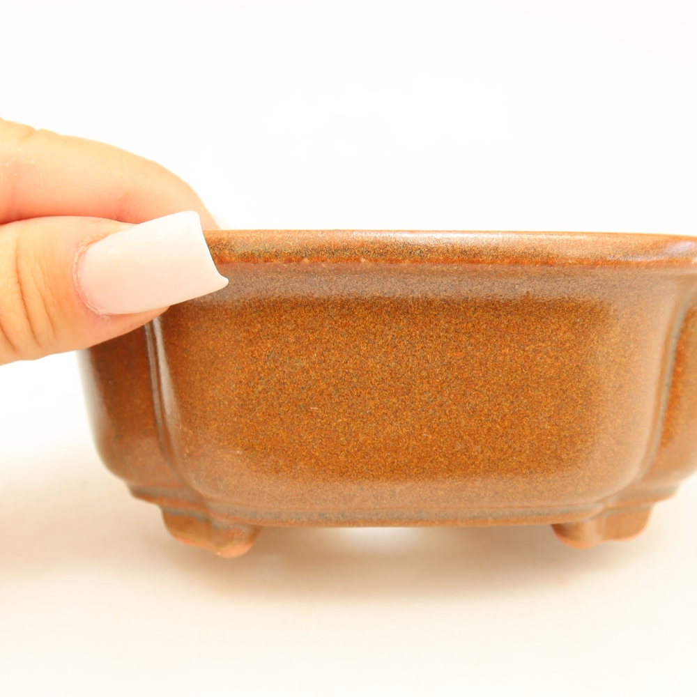 Ciotola per bonsai in ceramica 13,5 x 10,5 x 5 cm, marrone
