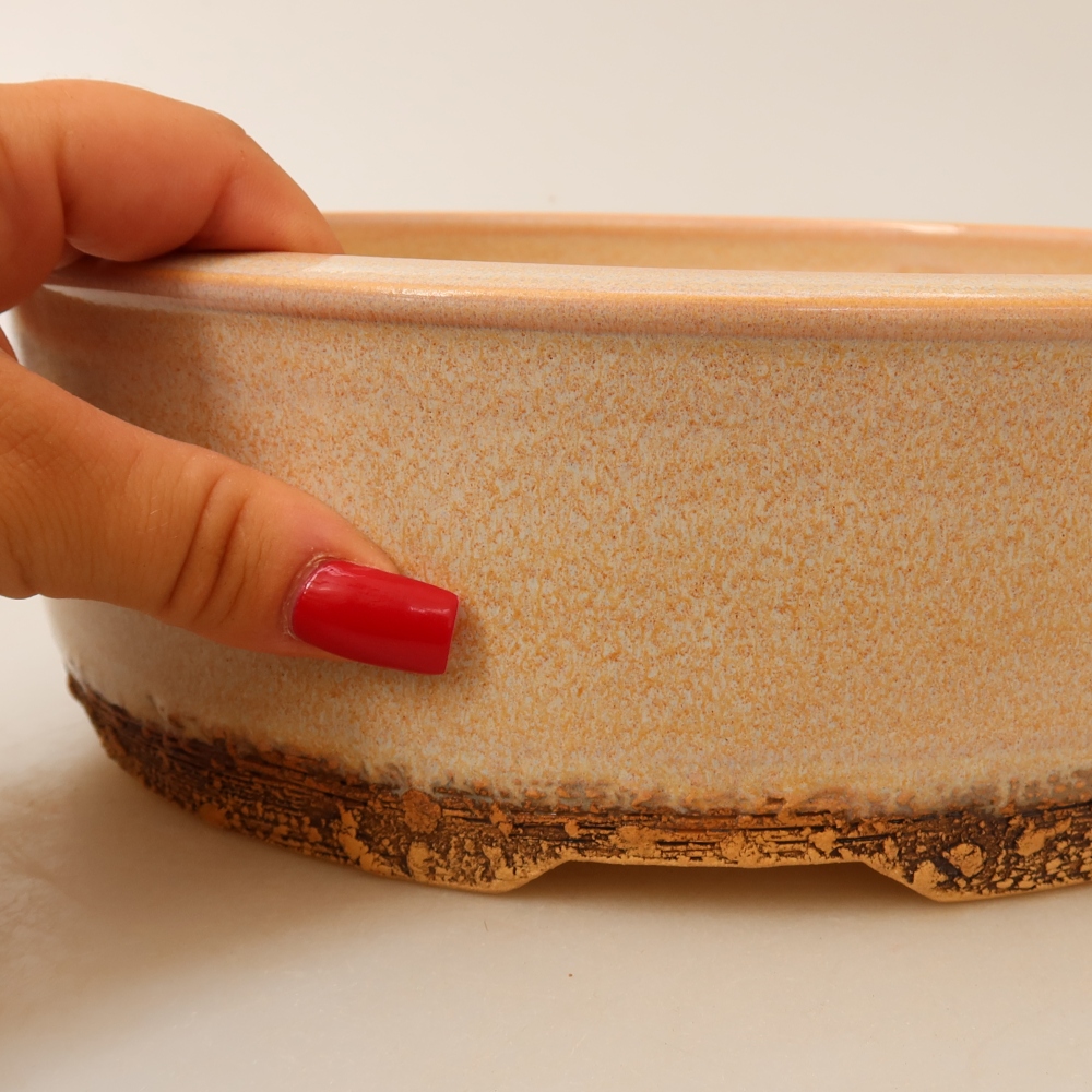 Vaso da bonsai in ceramica 24,5 x 24,5 x 8 cm, colore beige