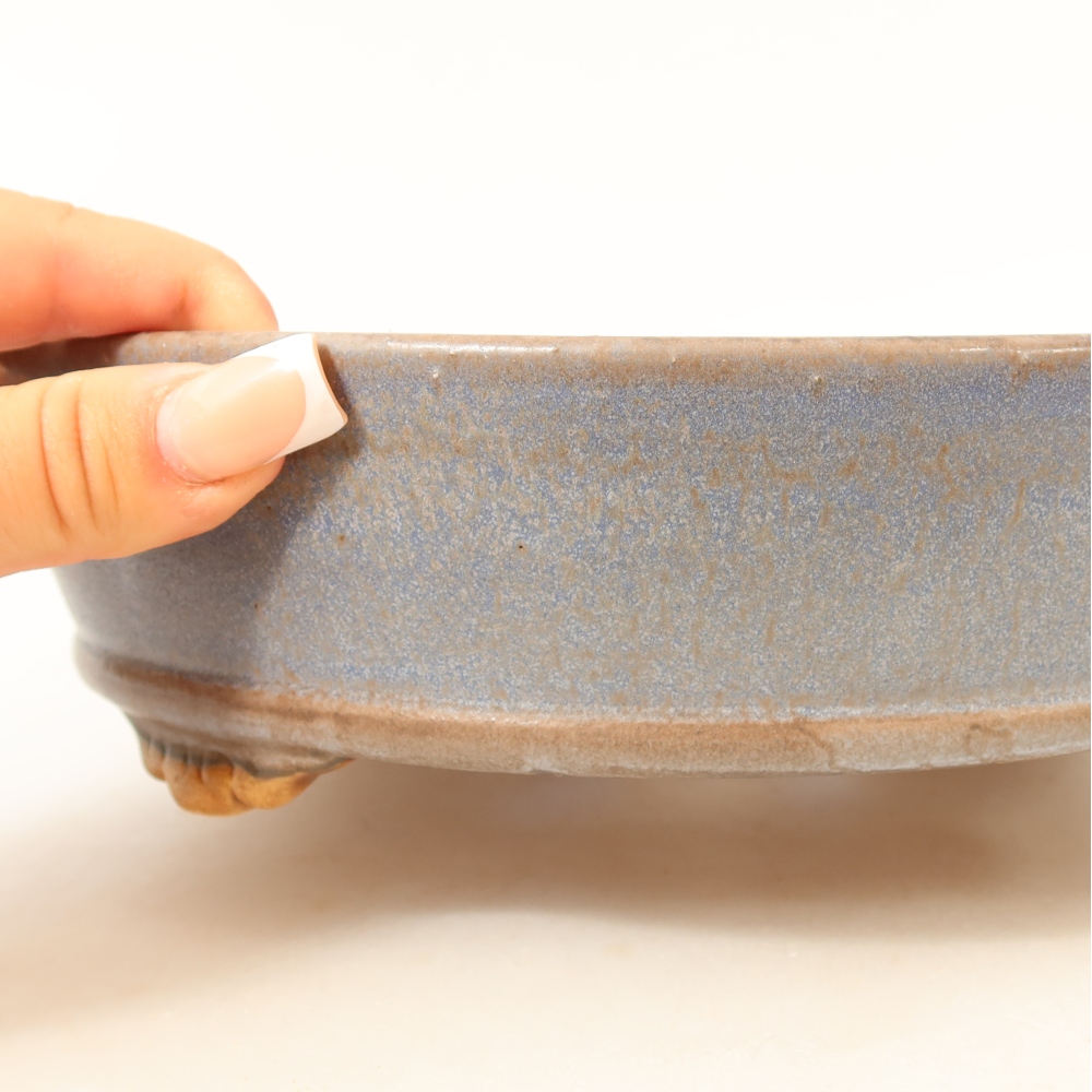 Vaso da bonsai in ceramica 21,5 x 21,5 x 6 cm, colore blu