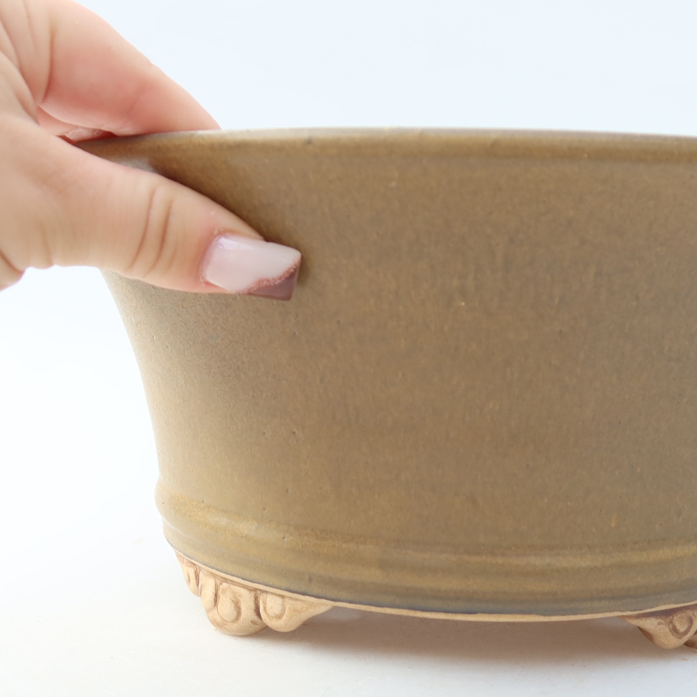 Vaso da bonsai in ceramica 24,5 x 24,5 x 11,5 cm, colore marrone
