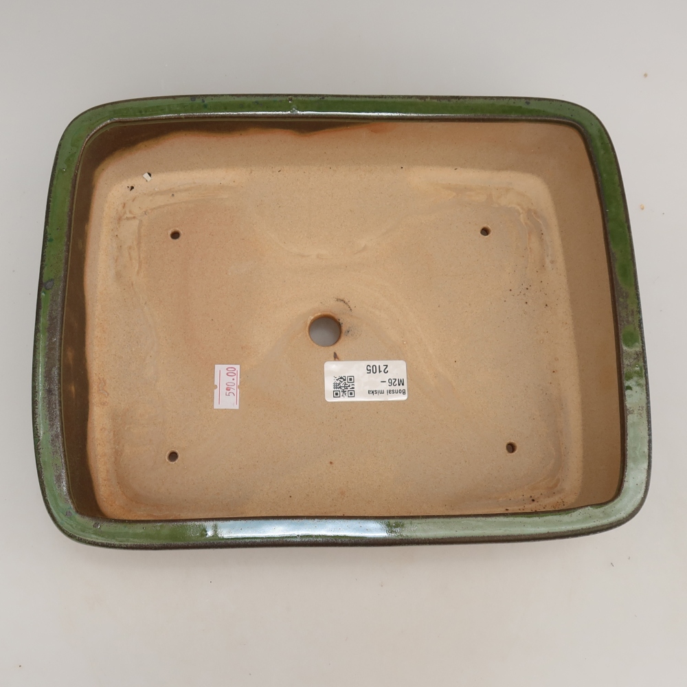 Ciotola per bonsai in ceramica 26,5 x 20,5 x 7 cm, verde