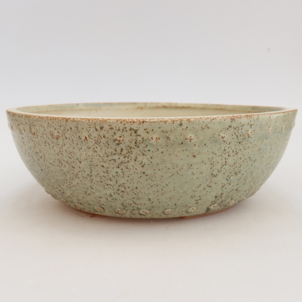 Vaso da bonsai in ceramica 24,5 x 24,5 x 7,5 cm, colore verde