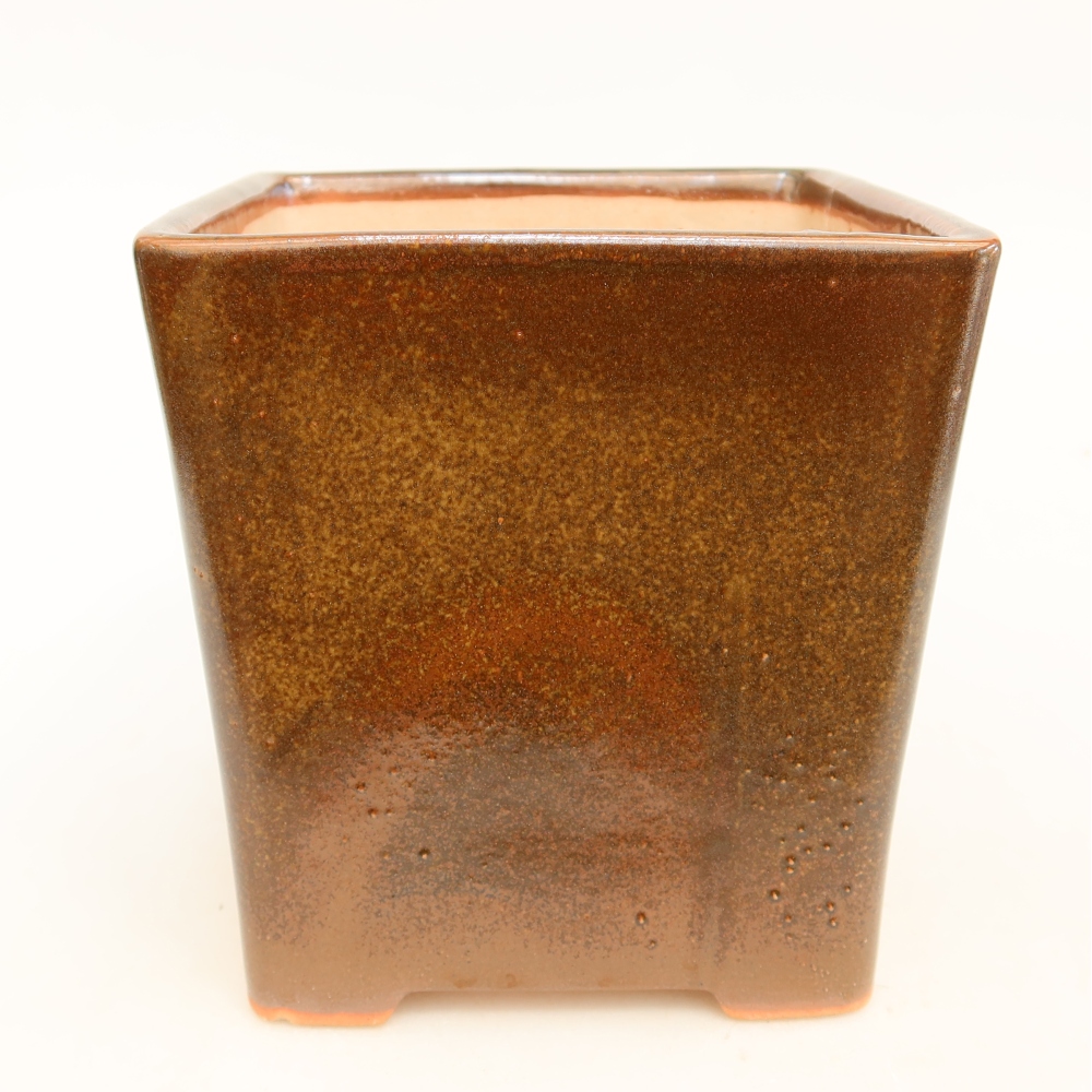 Vaso da bonsai in ceramica 13 x 13 x 14 cm, colore marrone