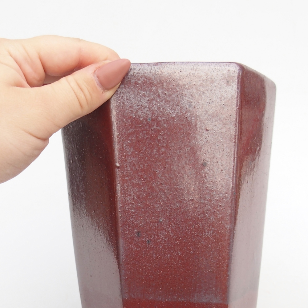 Ciotola bonsai in ceramica 12,5 x 11,5 x 16,5 cm, bordeaux