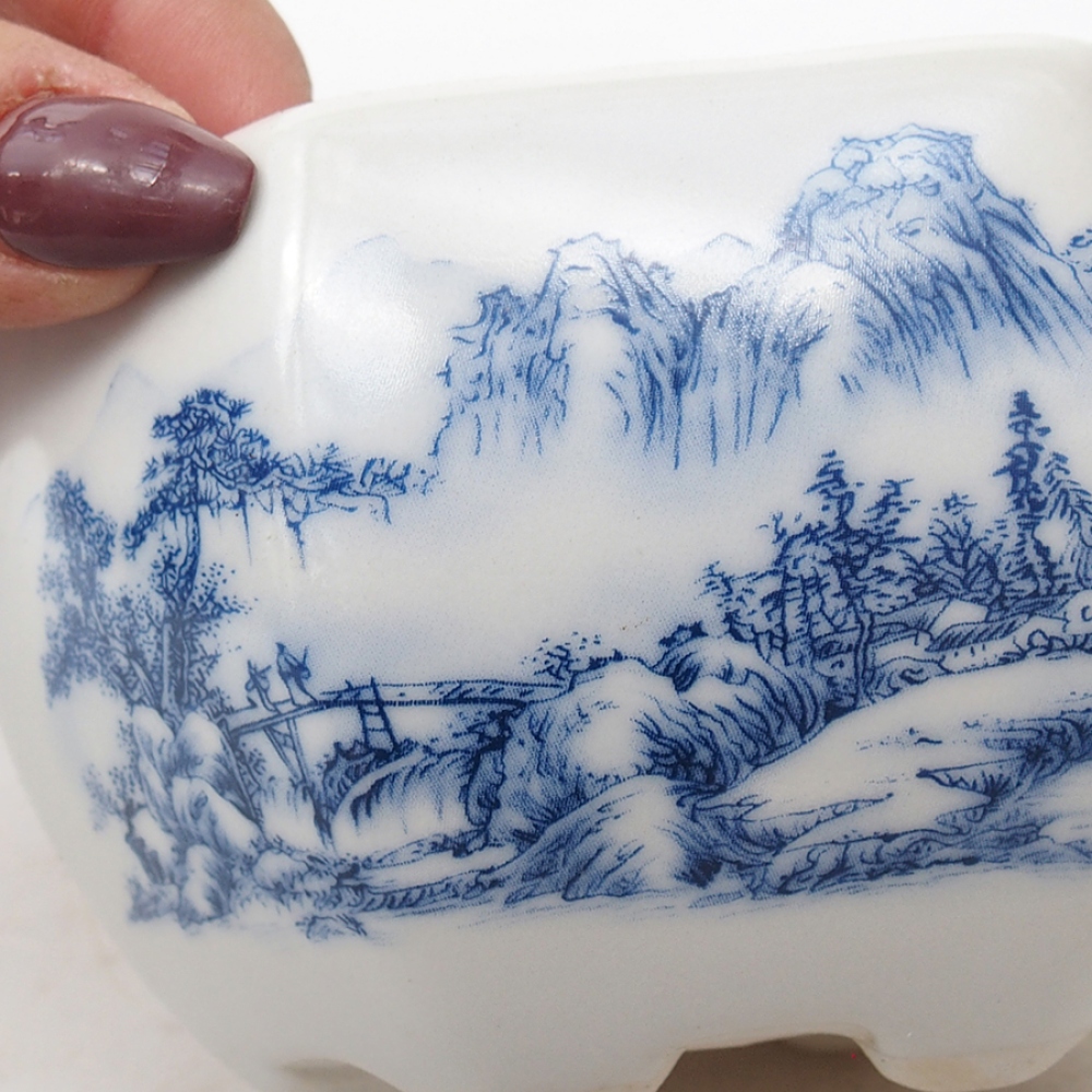 Ciotola per bonsai in ceramica 10 x 9 x 6 cm, colore bianco