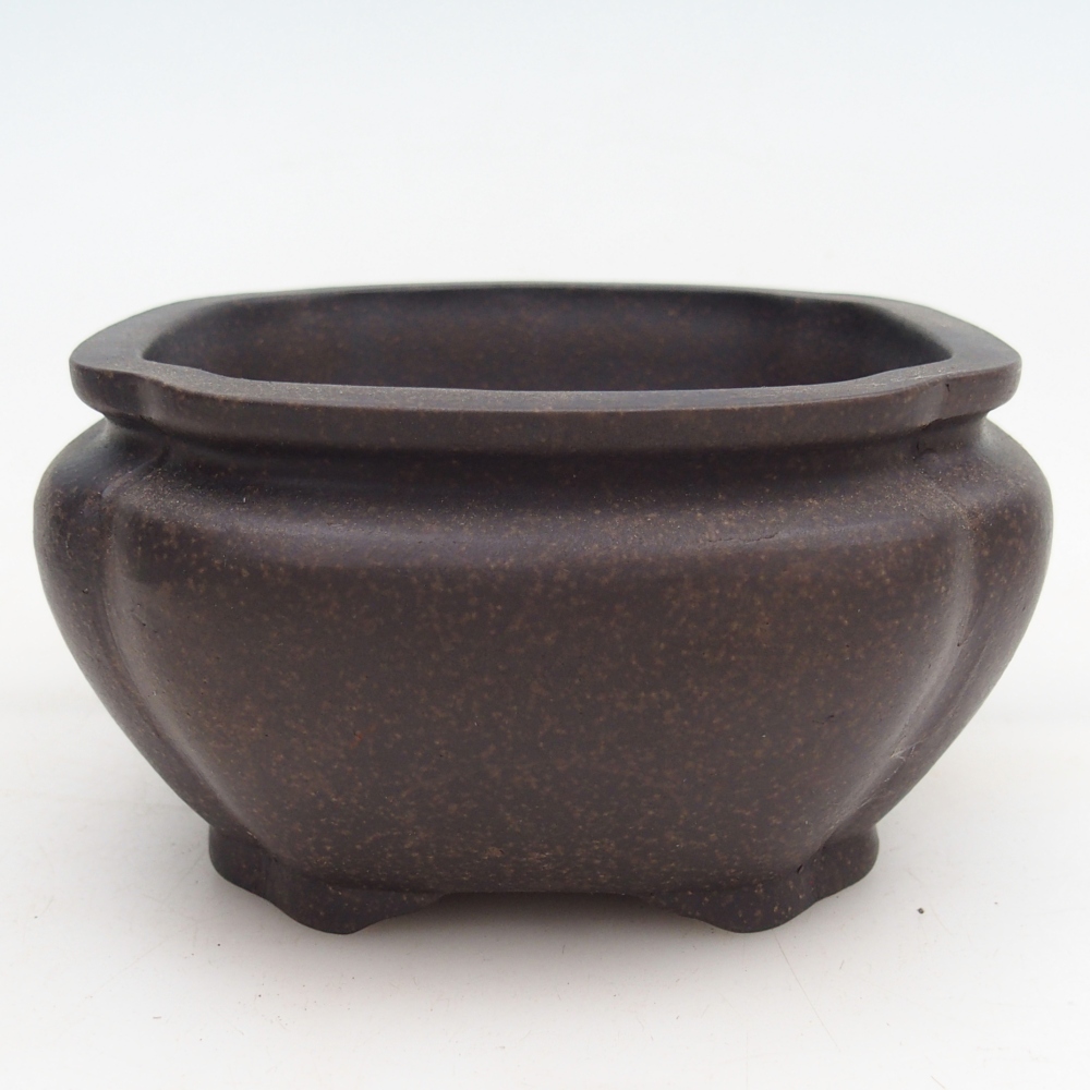 Ciotola per bonsai in ceramica 12 x 12 x 7 cm, colore marrone ocra